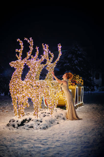 Christmas fantasy fashion portrait of young beautiful girl