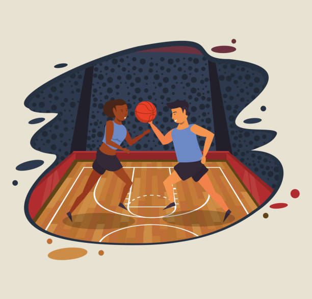 istock young couple athletes playing basketball with balloon 1192157970