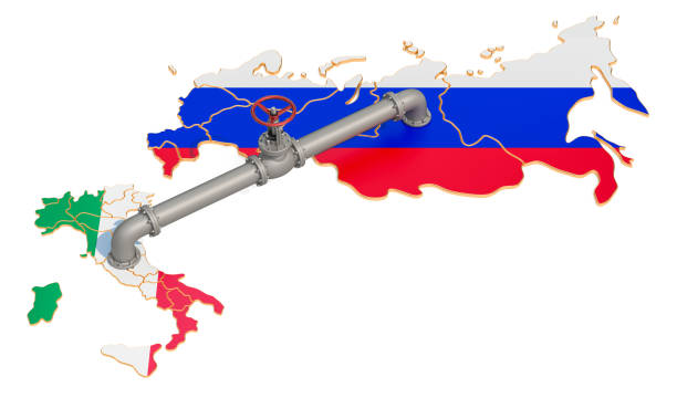 russland-italien gaspipeline, 3d-rendering isoliert auf weißem hintergrund - cable stayed stock-fotos und bilder