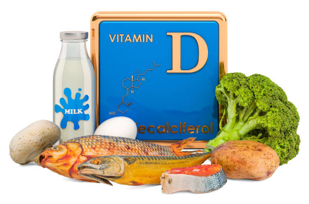 istock Foods Highest in vitamin D, 3D rendering isolated on white background 1192158774