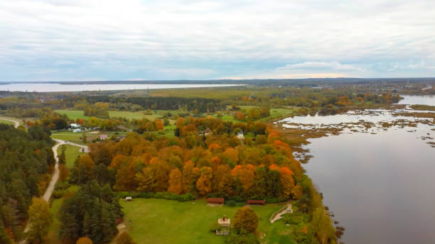 istock Doles Sala Aerial Dron Shoot. Sunny Autumn Day. 1192161405