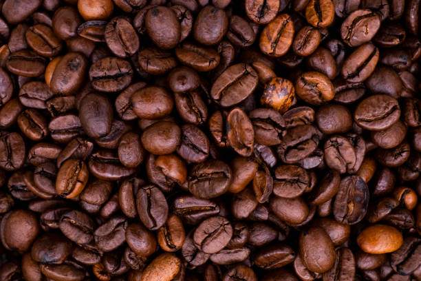 コーヒー豆のテクスチャの背景 - coffee cup coffee cup coffee bean ストックフォトと画像