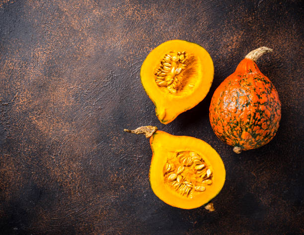 istock Dissected raw hokkaido pumpkin with seeds 1192169534