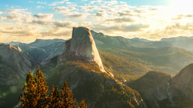 Time Lapse of the clouds moving behind Half Dome in Yosemite National Park