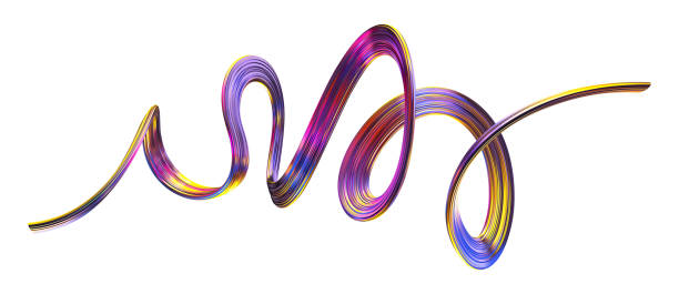 Abstract colored fluid flow background. Holographic 3D vector ribbon illustration for banner or poster design. Abstract colored fluid flow background. Holographic 3D vector ribbon illustration for banner or poster design striped ribbon stock illustrations