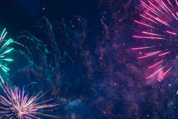 istock Inexpensive fireworks over the city sky 1192183050