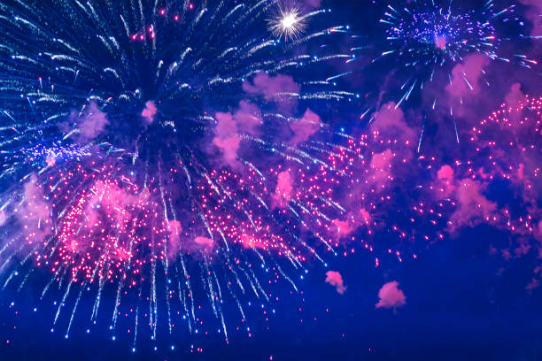 istock Inexpensive fireworks over the city sky 1192183063