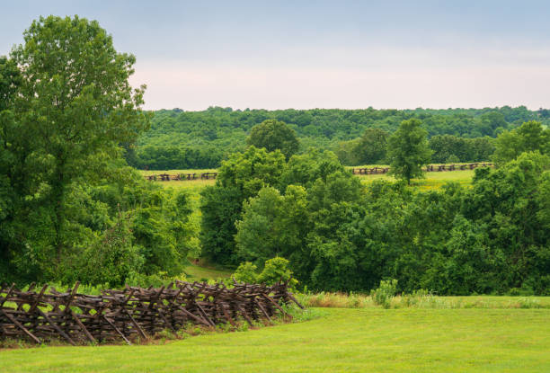 Hilly Landscape at Wilson's Creek National Battlefield stock photo