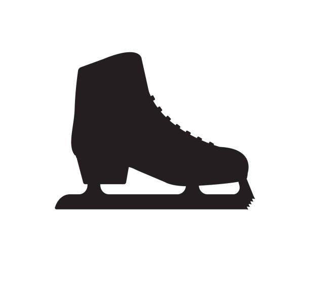 ベクターフラットブラックアイススケートシルエット - フィギュアスケート点のイラスト素材／クリップアート素材／マンガ素材／アイコン素材
