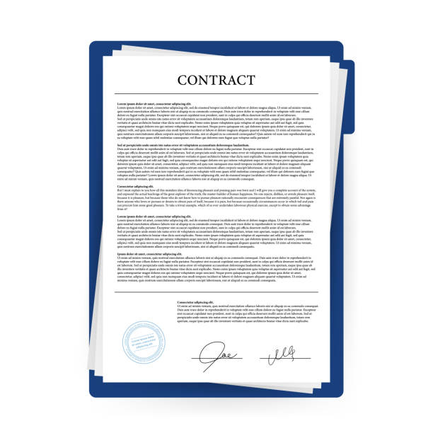 ilustrações de stock, clip art, desenhos animados e ícones de contract agreement paper blank with seal. vector illustration. - agreement