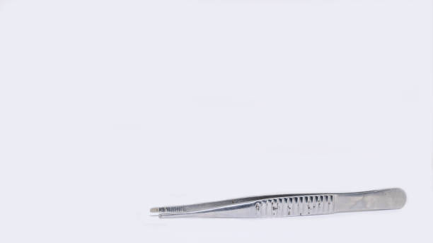 istock Steel tweezers isolated on white background. Isolated view. 1192197848