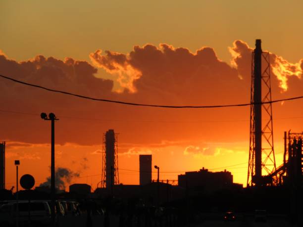 istock Sunset above the Tokyo bay. Refineries against dramatic sky. 1192199023
