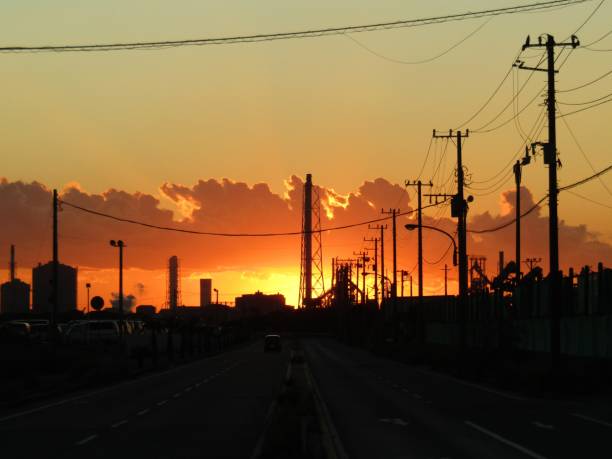 istock Sunset above the Tokyo bay. Refineries against dramatic sky. 1192199032