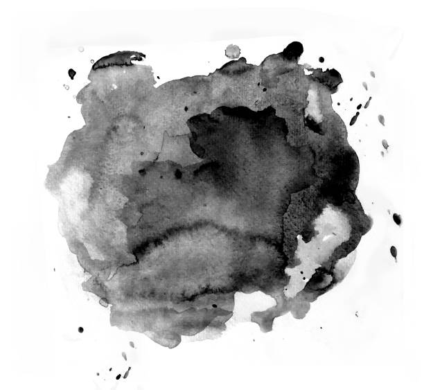 istock Black watercolor spot on white 1192200123
