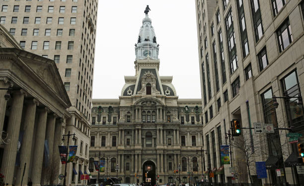 istock View at City Hall from S Broad Street 1192208697