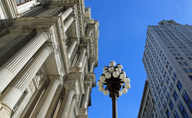 istock Street lantern between buildings - City Hall 1192208698