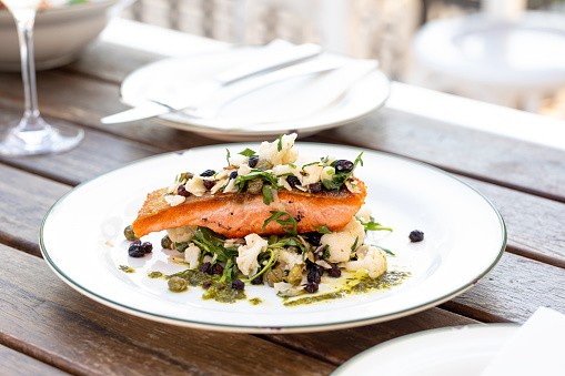 Fresh Ocean Trout Chef Prepared Meal As Example Of Healthy Meal