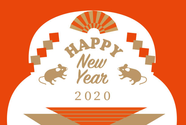 ilustrações de stock, clip art, desenhos animados e ícones de new year's card for 2020 - travel simplicity multi colored japanese culture