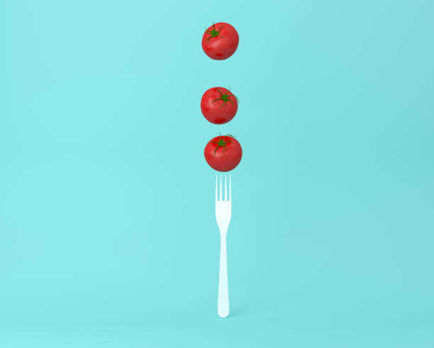 istock Tomato concept on pastel blue background. minimal idea food and fruit concept. An idea creative to produce work or artwork design. 1192217099