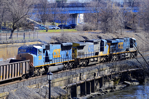 Kent, Ohio, USA - Mar.24.2011: CSX Freight Train passing Kent, OH.