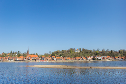 River Elbe and historic city Lauenburg in Schleswig-Holstein