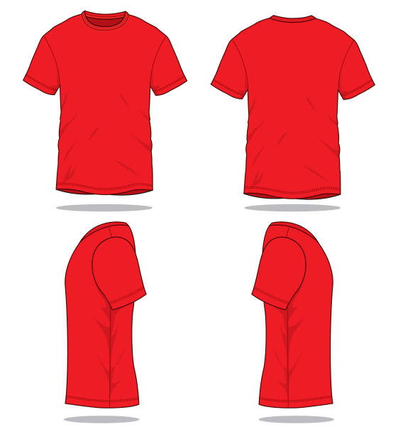 템플릿에 대한 빨간색 티셔츠 벡터 - shirt polo shirt red collar stock illustrations