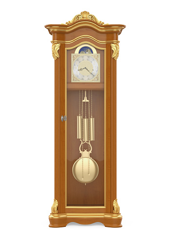 Grandfather Clock isolated on white background. 3D render