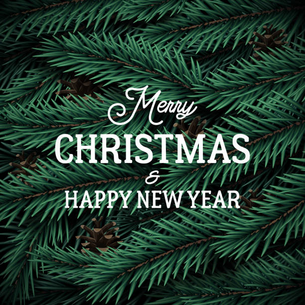 istock Realistic Christmas tree background. 3d Pine branches and pine cones. Merry Christmas and Happy New Year greeting banner. 1192232801