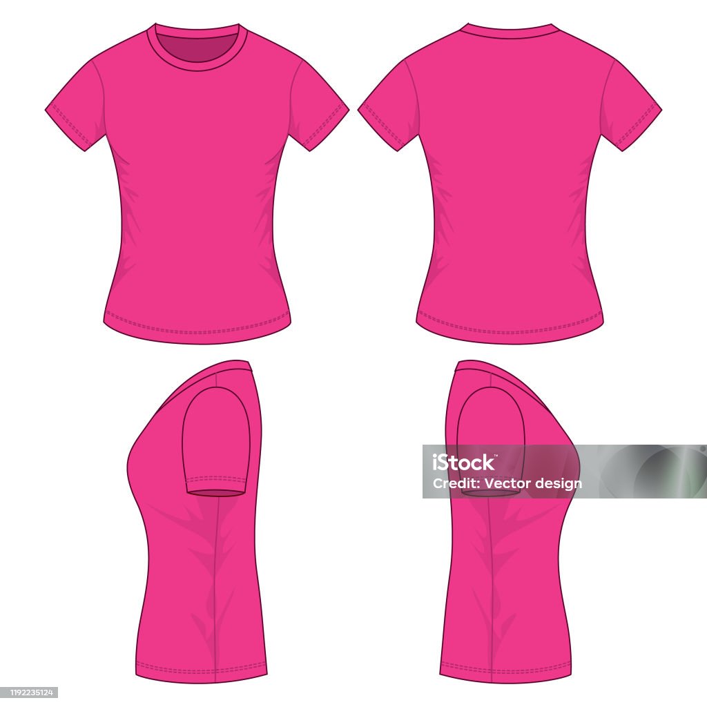 Womens Pink Tshirt Vector For Template Stock Illustration - Download