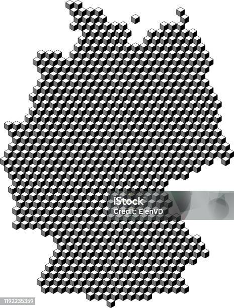German Map Rectangle Germany Map From 3d Black Cubes Isometric Abstract Concept Square ...