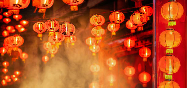 istock Chinese new year lanterns in chinatown, firecracker celebration 1192236376