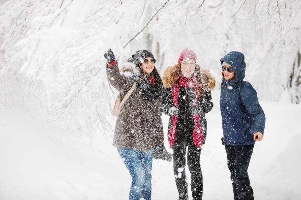 istock Cheerful friends having fun on snow 1192238212