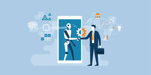Vector illustration of Business and AI technology