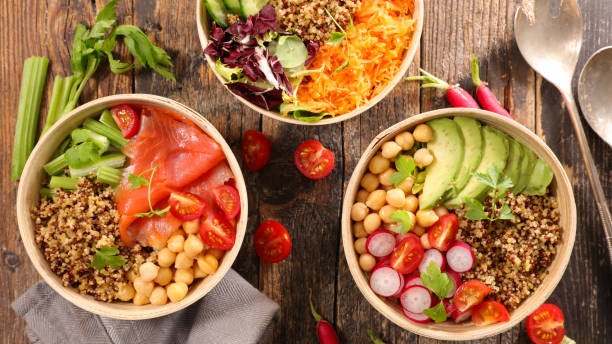 istock vegetarian salad- assorted of buddha bowl 1192250147