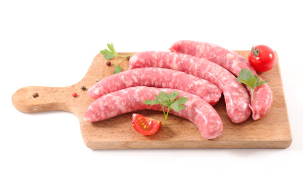 istock raw sausage isolated on white background 1192250190