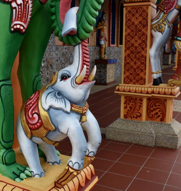 istock Colorful elephant statue at a Hindu temple 1192254519