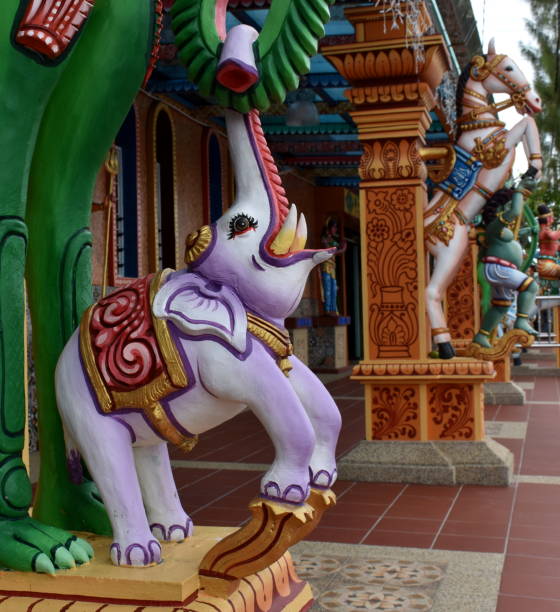 istock Colorful elephant statue at a Hindu temple 1192254601
