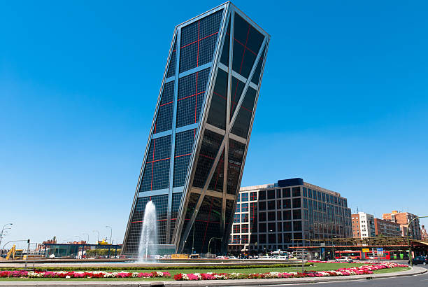 KIO Towers in Madrid, Spain stock photo