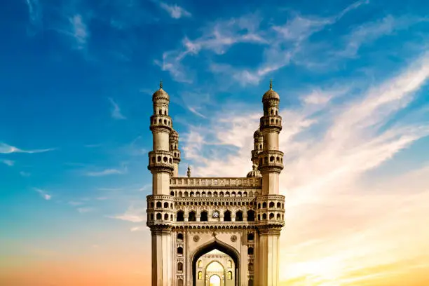 The Charminar (lit. "four minarets"), is a monument and mosque located in Hyderabad, Telangana, India.