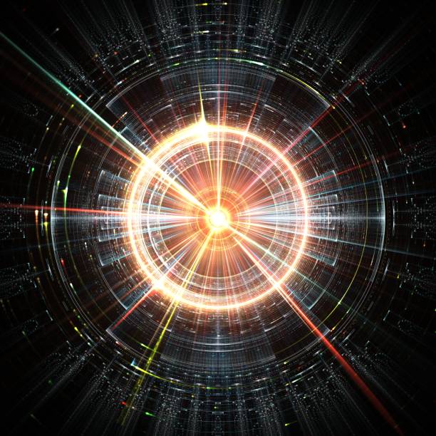 istock Mathematical concept of a futuristic computer, artificial intelligence concept with colorful particles 1192268382
