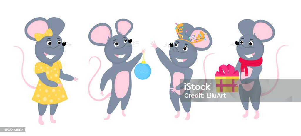 Ilustración de Un Conjunto De Ratones Ratoncito Con Regalo Personajes De  Dibujos Animados De Ratas y más Vectores Libres de Derechos de 2020 - iStock
