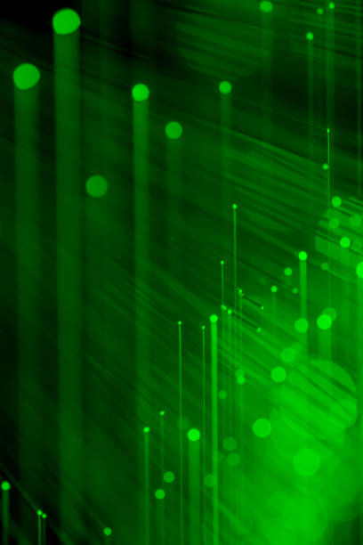 sfondo a strisce astratte sfocate - fiber optic technology abstract green foto e immagini stock