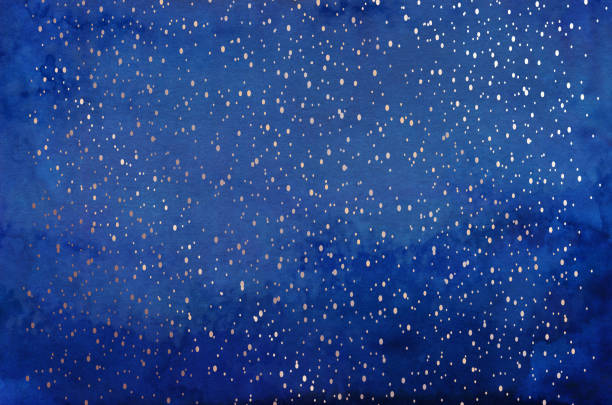 istock dark blue watercolor texture decorated with sparkling rose gold dots 1192276676