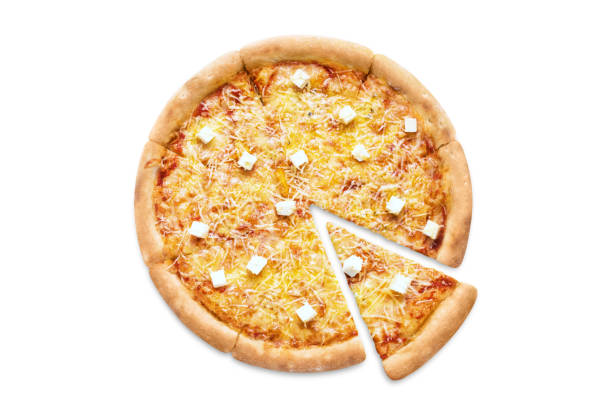 istock Delicious pizza with cheese on white 1192287208