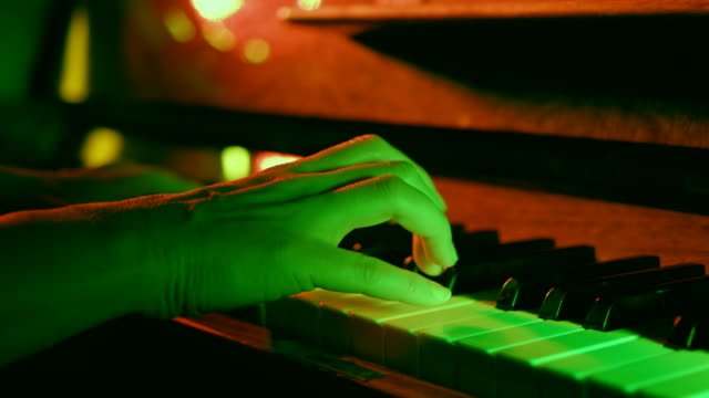 Close up of woman hands classic piano playing