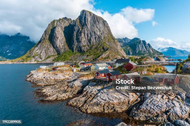 View On Popular Fisherman Village In Norway Hamnoy Lofoten Stock Photo - Download Image Now