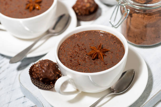 istock cup of hot chocolate and chocolate candy on white background 1192290642