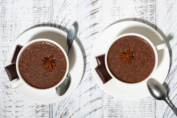 istock two cups of hot spiced chocolate, top view 1192290816