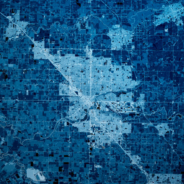 istock Modesto California 3D Render Map Blue Top View Nov 2019 1192293534