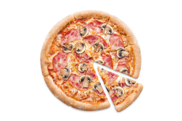 istock Delicious pizza with mushrooms on white 1192293828